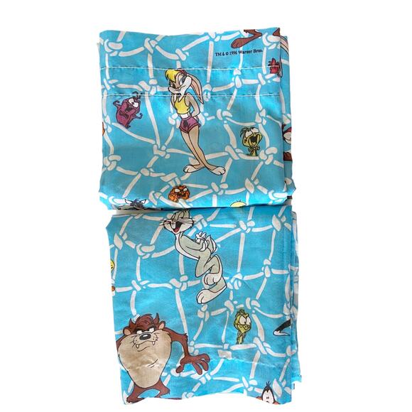 Vintage 1996 Space Jam Looney Tunes Chain Link Printed Curtain Set - Picture 1 of 6